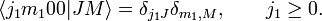    \langle j_1 m_1 0 0 | J M \rangle = \delta_{j_1 J}\delta_{m_1,M}, \qquad j_1 \ge 0. 