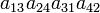 a_{13}a_{24}a_{31}a_{42}\;