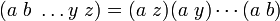 (a~b~\ldots y~z) = (a~z)(a~y)\cdots(a~b)