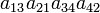 a_{13}a_{21}a_{34}a_{42}\;