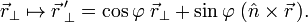
\vec{r}_\perp \mapsto \vec{r}\,'_\perp = \cos\varphi\;\vec{r}_\perp + \sin\varphi\;(\hat{n}\times\vec{r}\,).
