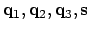 ${\bf q}_1, {\bf q}_2,
{\bf q}_3, {\bf s}$