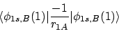 \begin{displaymath}\langle \phi_{1s,B}(1) \vert\frac{-1}{r_{1A}}\vert \phi_{1s,B}(1) \rangle
\end{displaymath}
