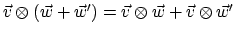 $\vec{v} \otimes (\vec{w} + \vec{w}') = \vec{v} \otimes \vec{w} + \vec{v} \otimes \vec{w}'$