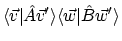 $\displaystyle \langle{\vec{v}}\vert{\hat{A}\vec{v}'}\rangle\langle{\vec{w}}\vert{\hat{B}\vec{w}'}\rangle$