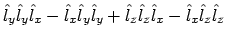 $\displaystyle \hat{l}_y\hat{l}_y\hat{l}_x - \hat{l}_x\hat{l}_y\hat{l}_y
+ \hat{l}_z\hat{l}_z\hat{l}_x - \hat{l}_x\hat{l}_z\hat{l}_z$