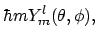 $\displaystyle \hbar m Y^l_m(\theta,\phi) ,$
