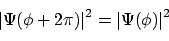 \begin{displaymath}
\vert\Psi(\phi+2\pi)\vert^2 = \vert\Psi(\phi)\vert^2
\end{displaymath}