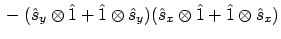 $\displaystyle \mbox{} -
(\hat{s}_y \otimes \hat{1} + \hat{1} \otimes \hat{s}_y)
(\hat{s}_x \otimes \hat{1} + \hat{1} \otimes \hat{s}_x)$