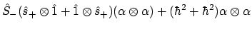 $\displaystyle \hat{S}_-(\hat{s}_+ \otimes \hat{1} + \hat{1} \otimes \hat{s}_+)
(\alpha \otimes \alpha)
+ (\hbar^2 + \hbar^2)\alpha \otimes \alpha$
