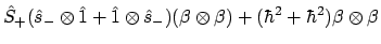 $\displaystyle \hat{S}_+(\hat{s}_- \otimes \hat{1} + \hat{1} \otimes \hat{s}_-)
(\beta \otimes \beta)
+ (\hbar^2 + \hbar^2)\beta \otimes \beta$