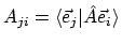 $A_{ji} = \langle{\vec{e}_j}\vert{\hat{A}\vec{e}_i}\rangle$