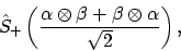 \begin{displaymath}\hat{S}_+ \left( \frac{\alpha \otimes \beta + \beta \otimes
\alpha} {\sqrt{2}} \right),
\end{displaymath}