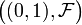 \textstyle \big( (0,1), \mathcal{F} \big) 