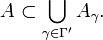 A \subset \bigcup_{\gamma \in \Gamma'}A_{\gamma}.