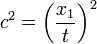 
c^2 = \left(\frac{x_1}{t}\right)^2
