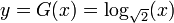 y=G(x)=\log_{\sqrt{2}}(x)