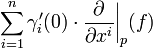  \sum^{n}_{i=1} \gamma'_{i}(0) \cdot \frac{\partial}{\partial x^i}\bigg|_{p} (f)