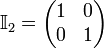 \mathbb{I}_2 = \begin{pmatrix}
1 & 0 \\
0 & 1
\end{pmatrix}