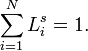  \sum_{i=1}^N L_i^s = 1. 