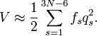  V \approx \frac{1}{2} \sum_{s=1}^{3N-6} f_s q_s^2. 