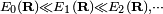 \scriptstyle E_0(\mathbf{R}) \ll E_1(\mathbf{R}) \ll E_2(\mathbf{R}), \cdots 