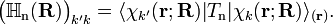   \big(\mathbb{H}_\mathrm{n}(\mathbf{R})\big)_{k'k}     = \langle\chi_{k'}(\mathbf{r};\mathbf{R}) | T_\mathrm{n}|\chi_k(\mathbf{r};\mathbf{R})\rangle_{(\mathbf{r})}. 