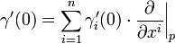  \gamma'(0) = \sum^{n}_{i=1} \gamma'_{i}(0) \cdot \frac{\partial}{\partial x^i}\bigg|_{p} 
