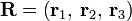 
\mathbf{R} = \left(\mathbf{r}_1,\, \mathbf{r}_2,\, \mathbf{r}_3 \right)
