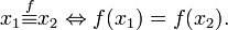 x_1 \stackrel{f}{\equiv} x_2 \Leftrightarrow f(x_1) = f(x_2) . \,