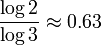 \frac{\log 2}{\log 3}\approx 0.63\,\!