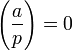 \left(\frac{a}{p}\right) = 0 \, 