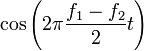 \cos\left(2\pi\frac{f_1-f_2}{2}t\right)