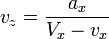 v_z = \frac{a_x}{V_x - v_x} \!