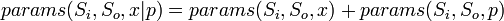 params(S_i, S_o, x|p) = params(S_i, S_o, x) + params(S_i, S_o, p) \!