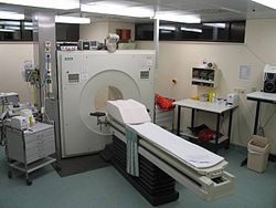 A typical PET scanner device.